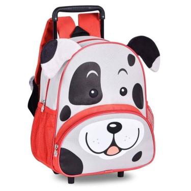 Imagem de Mochila Infantil Reforçada Rodinha Cachorro Vermelha 14 L