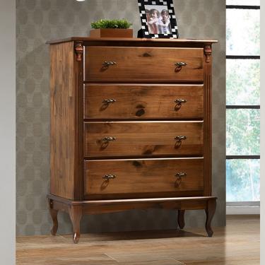 Imagem de Cômoda para Quarto com 4 Gavetas Pés Luiz Xv Madeira Maciça Puxador Metal Imbuia Glazer