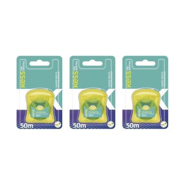 Imagem de Fio Dental Kess 50M Menta - Kit Com 3Un