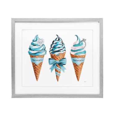 Imagem de Stupell Industries Impressão emoldurada cinza de cones de sorvete azul Glam por Amanda Greenwood, 13 x 16