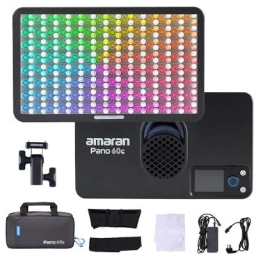 Imagem de Amaran Kit Pano 60c Painel de Luz LED de Vídeo 60W RGBWW Luzes Coloridas, CCT 2.300K-10.000K, 12 Efeitos de Iluminação, Controle de Aplicativo, Suporte USB-C PD, com Softboxes e Estojo de Transporte