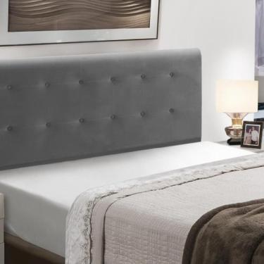 Imagem de Cabeceira Cama Box King Size Estofada Madeira Paris - D'Julia, Cinza