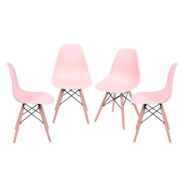 Imagem de Kit 4 Cadeiras Boxbit Dkr Eames Base Em Madeira Salmão