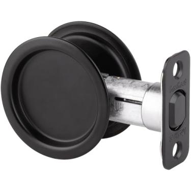 Imagem de Kwikset 334-514 Fechadura redonda para porta de bolso passagem, acabamento preto