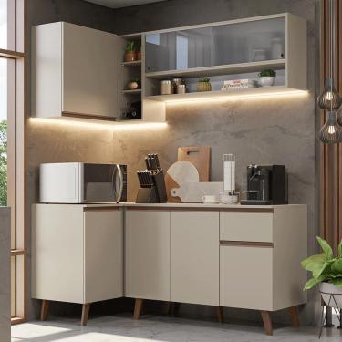 Imagem de Armário De Cozinha Completa De Canto 265 Cm Nice Madesa 02 Crema