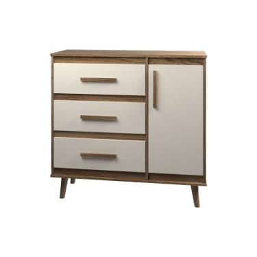 Imagem de Cômoda Sapateira 3 Gavetas Maya Com Puxadores E Pés Retro Design Moderno Quarto Savana Mobília Decor