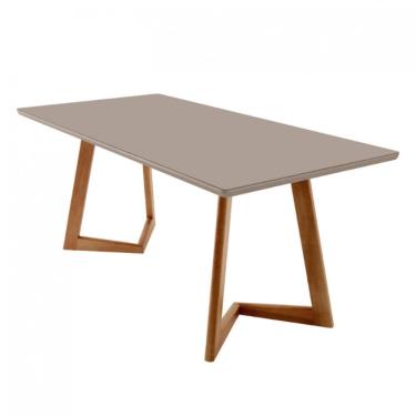 Imagem de Mesa para Sala de Jantar Munique Retangular Vidro 180cm Imbuia com Base Madeira Estilo...