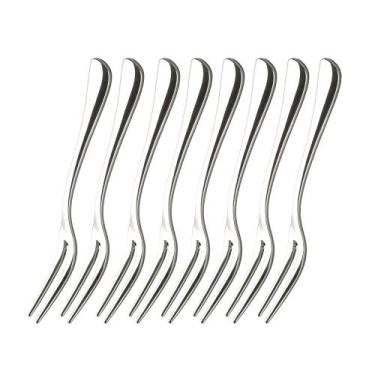 Imagem de Conjunto 8 Garfos de Aço Inox Prata para Aperitivo Petiscos Wolff