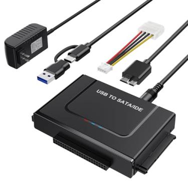 Imagem de Adaptador USB 3.0 para IED SATA, conversor de leitor de disco rígido externo, adaptador SATA USB para HDD SSD de 6.3 cm 8.9 cm com adaptador de alimentação 12/2A