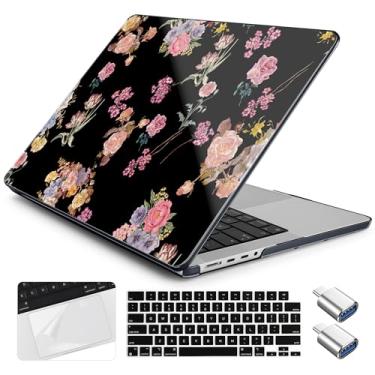 Imagem de Yebiseven Capa para MacBook Pro M4 de 14 polegadas 2025 2024 2023 2021 modelo A3112/A3401/A3185/A2918/A2992/A2779/A2442 M3 M2 M1, capa rígida com capa de teclado + filme trackpad + adaptador OTG