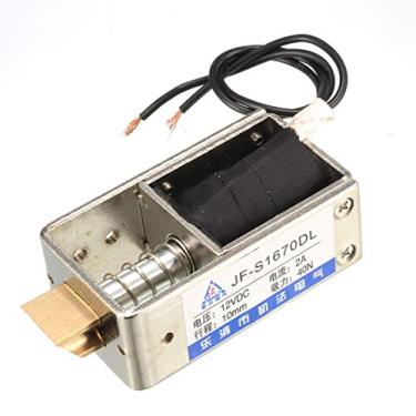 Imagem de uxcell Eletroímã de solenoide de trava de porta acionado por mola DC 12V 2A 10 mm 40N