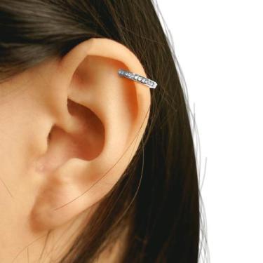 Imagem de Piercing Hélix Argola em Ouro Branco 18k Com Zircônias Orelha Cartilag