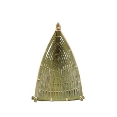 Imagem de Cesta de bambu tecida à mão, organizador criativo para decoração de casa, barco amarelo, barco de amendoim, barco verde(Bamboo Boat Large)