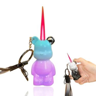 Imagem de SIMBAE Isqueiro bonito dos desenhos animados, isqueiro reto à prova de vento, compacto e portátil com um chaveiro, adequado para mulheres e homens usarem (sem gás) (blx-lanzi)