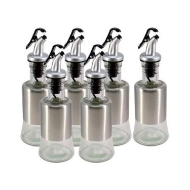 Imagem de Kit 6 Azeiteiro Vinagreiro Recipiente em Vidro e Inox com Bico Dosador