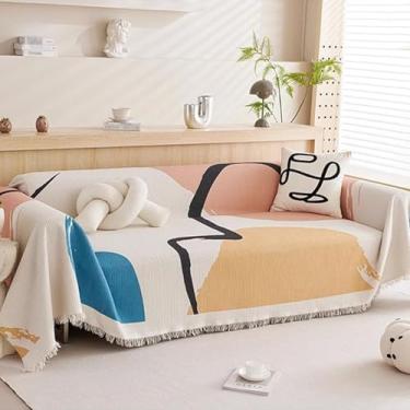 Imagem de Cobertor 180x230 Para Sofá Cobertor Macio E Aconchegante Capa De Sofá Antiderrapante Multifuncional Em Algodão E Linho Para Sofá E Sofá Cadeira Durável Resistente Ao Desgaste, C, 180x420