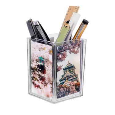 Imagem de FINGERINSPIRE Pacote com 2 porta-canetas fotográficas, pequeno, para exibição de fotos pequenas, 5 x 7 cm, moldura de acrílico transparente, cubo fotográfico de 4 lados para exibição de fotos