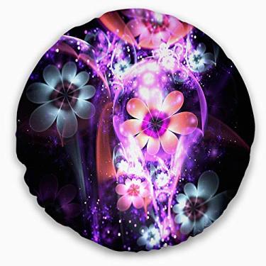 Imagem de Designart Fractal Roxo Escuro Arte Digital Sala de Estar Redonda, Sofá, Almofada de Alta Qualidade + Capa de Almofada Impressa em ambos os lados 40 cm