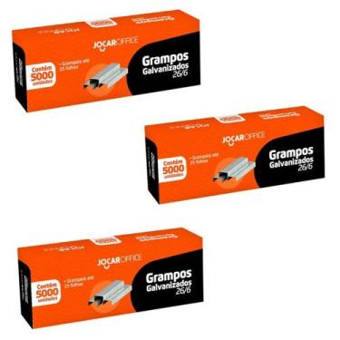Imagem de Kit Grampo 26/6 Galvanizado 15000 Grampos Atacado Escritório - Jocar