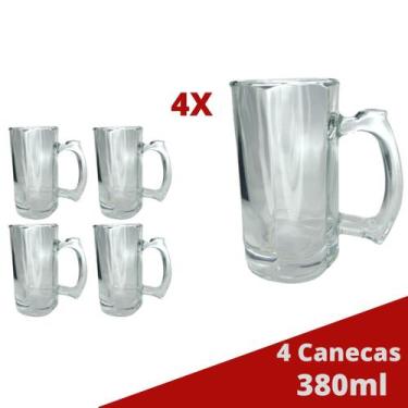 Imagem de 4 Caneca Vidro Grosso Congelável Cerveja e Chopp 380ML - PRATICASA, 0 