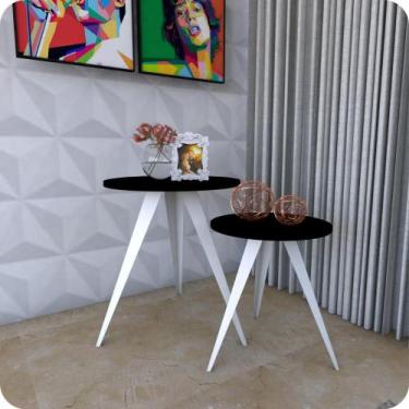 Imagem de 2 Mesinhas Lateral De Canto Para Sala e Quarto Redonda B.P - MetalCrom