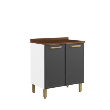 Imagem de Balcão de Aço com Tampo 2 Portas Bella Bertolini, Grafite/Branco