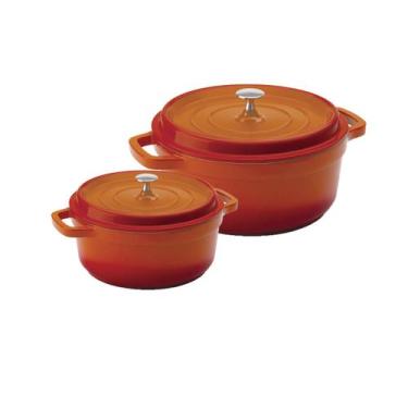Imagem de Kit Conjunto Caçarola Hercules Revestimento Ceramico Indução Laranja 4