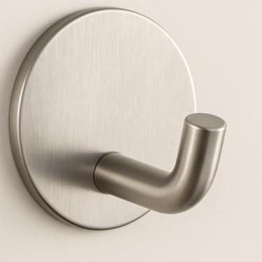 Imagem de Kit 4 Ganchos Autoadesivo Inox Redondo 4,5cm para Pendurar Suporte de Parede Cabide Autoadesivo Resistente para Pendurar Panos, Toalhas, Casacos Ganchos para Cozinha ou Banheiro a Prova D’Água
