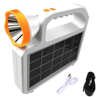 Imagem de Aomeidamei Lanterna solar portátil, holofote LED com saída USB, holofote lateral, luz de emergência de acampamento, iluminação doméstica, recarregável via interface USB