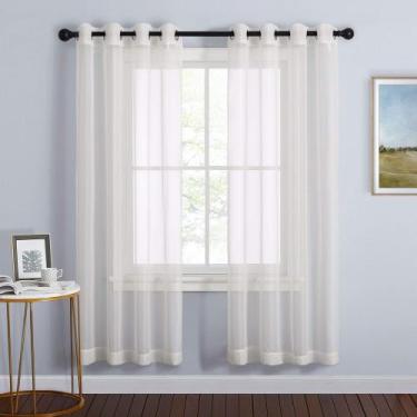 Imagem de Cortinas de janela NICETOWN Sheer, 183 cm de comprimento, bege, 2 peça