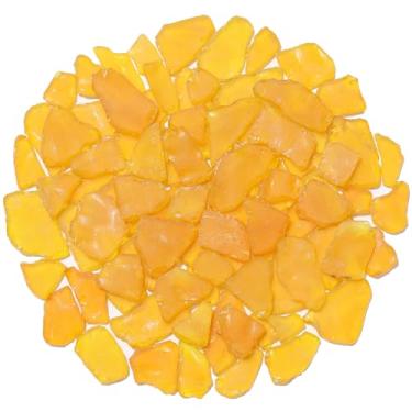 Imagem de QYGL Vidro marinho para artesanato - Peças de vidro marinho fosco amarelo de 400 ml - Enchimento de vaso e ornamento de aquário, suprimentos de artesanato DIY para arte, casamentos na praia e