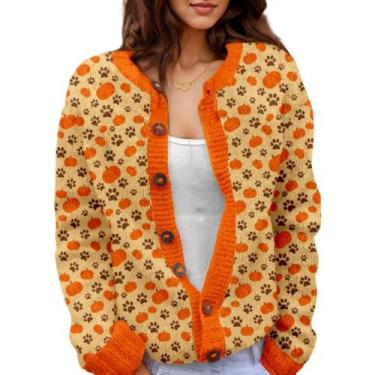 Imagem de Suéter de malha feminino Akivide com estampa floral de outono