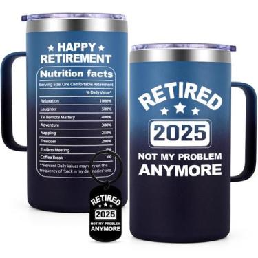 Imagem de Caneca de café Qtencas Retirement 2025 Not My Problem 600mL isolada
