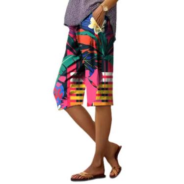 Imagem de Bermuda Shorts Domirica, calças de verão femininas com estampa de gram