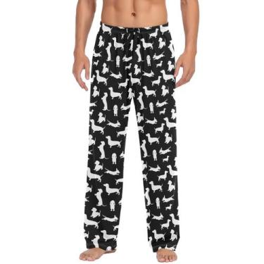 Imagem de Calça de pijama Ollabaky Black Dachshund Dogs para homens tamanho M