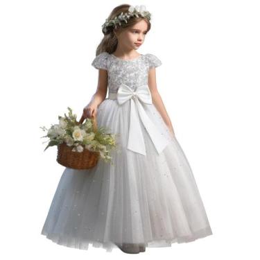 Imagem de Vestido TTYAOVO Girl Flower Wedding Princess Lace Gown Tamanho 120