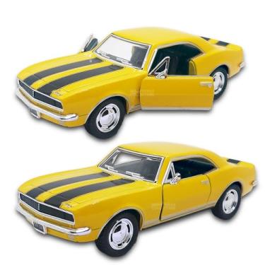 Imagem de Miniatura de carro Camaro Z 28 1967, carrinho de coleção, carrinho de ferro, abertura de portas, com Fricção, 13 CM, Escala 1:37, Kinsmart (Amarelo)
