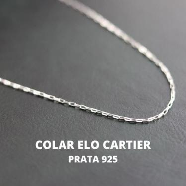 Imagem de Colar Masculino Prata 925 Elo Quadrado - Cravo
