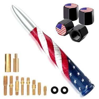 Imagem de Antena bala de caminhão de carro com tampas de haste de válvula para F150 F250 F350 Super Chevrolet Duty Raptor Dodge Ram 1500 2500 3500, acessórios de pickup Jeep (prata) - Design da bandeira