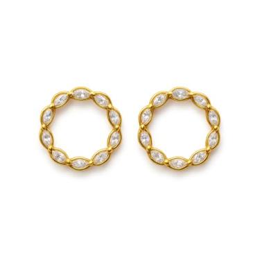 Imagem de Brincos Argola Dourada Feminino Zircônia Cristal Hipoalérgico Pequeno Delicado Moderno Elegante