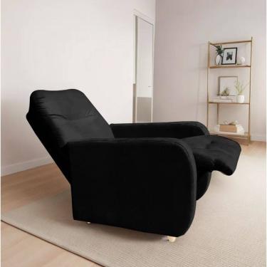 Imagem de Poltrona Para Extensão De Cílios Reclinável Suede Imperio Moderno Preto