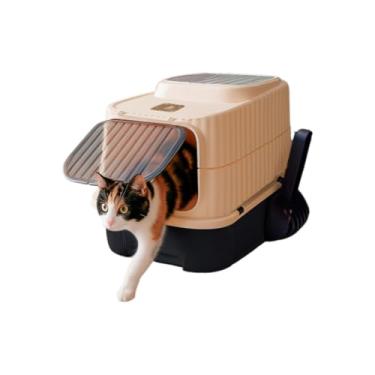 Imagem de Banheiro fechado + Tapete Coletor de areia para gato caixa de areia fechada Sanitário antiodor pet(Preto)