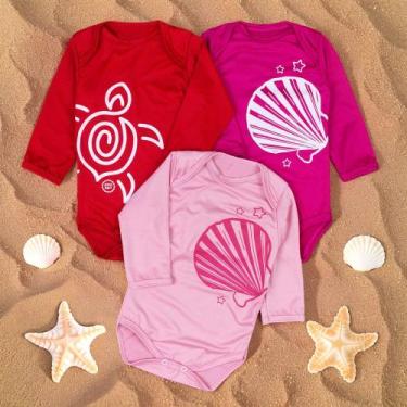 Imagem de Body Manga Longa Uv50+ Para Bebê Menina - Era Uma Vez, Branco, 9-12M