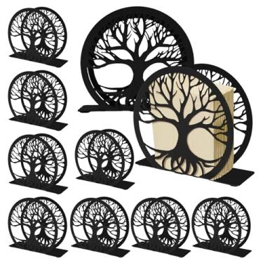 Imagem de XYDHQS Suporte de guardanapo de 10 peças para mesa, dispensador de guardanapo vertical, suporte de papel de metal preto, rack de exibição em pé elegante antiderrapante, organizador de papel de