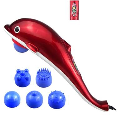 Imagem de Massageador Muscular Elétrico Formato de Golfinho, 38x12cm, 3 Velocidades, Orbital, Portátil, Silencioso, Vermelho, Massagem Corporal Relaxamento 220V