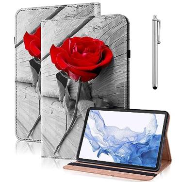 Imagem de VODEFOX Capa para tablet Samsung Galaxy Tab A11 Plus/A9 Plus de 11 polegadas, capa protetora de couro PU com suporte para visualização multiângulo com compartimentos para cartões - uma rosa