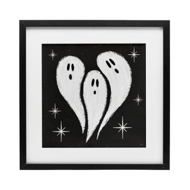 Imagem de Stupell Industries Impressão emoldurada preta Wee Bit Wicked Ghosts sob vidro, design de Veronique Charron, 40,6 x 40,6 cm