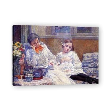 Imagem de Happy LifeThéo van Rysselberghe: Impressão em tela neoimpressionista belga chave 19,78 x 69,8 cm emoldurada