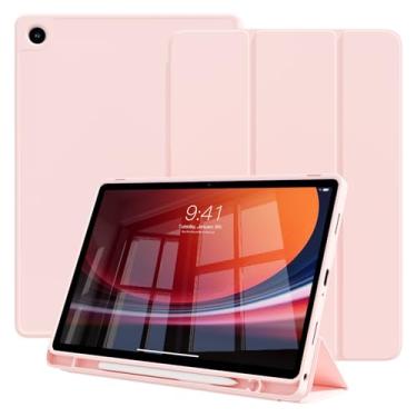 Imagem de KVTVOU Capa para Samsung Galaxy Tab A9+/A9 Plus 28 cm 2023 (SM-X210/X216/X218) com suporte para lápis, capa protetora inteligente fina com três dobras e parte traseira de TPU macio, despertar/hibernar