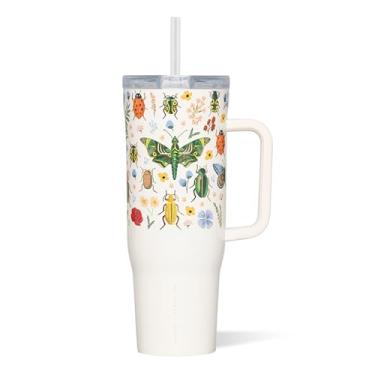 Imagem de Corkcicle x Copo isolado Rifle Paper Co. Cruiser com alça e canudo - mantém as bebidas frias por 20 horas - sem BPA - presente para a mãe - ótimo para o dia das mães ou Natal - 1,13 g - Curio Cream